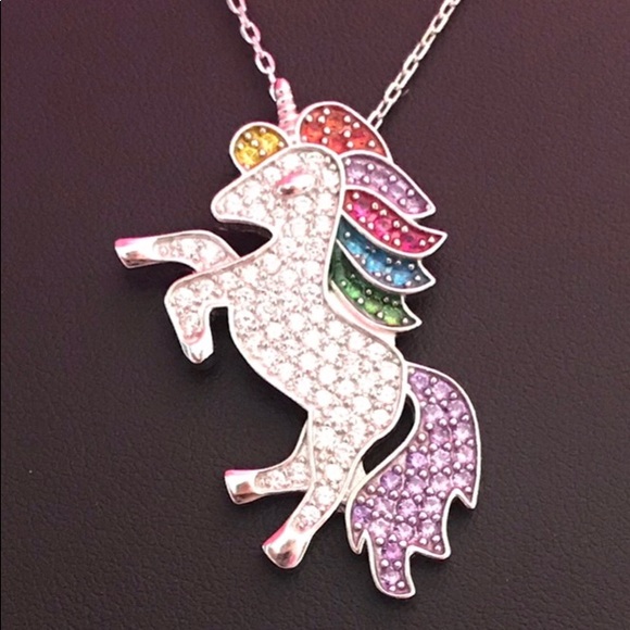 Swarovski Solid Sterling Silver Unicorn Necklace - Picture 8 of 8